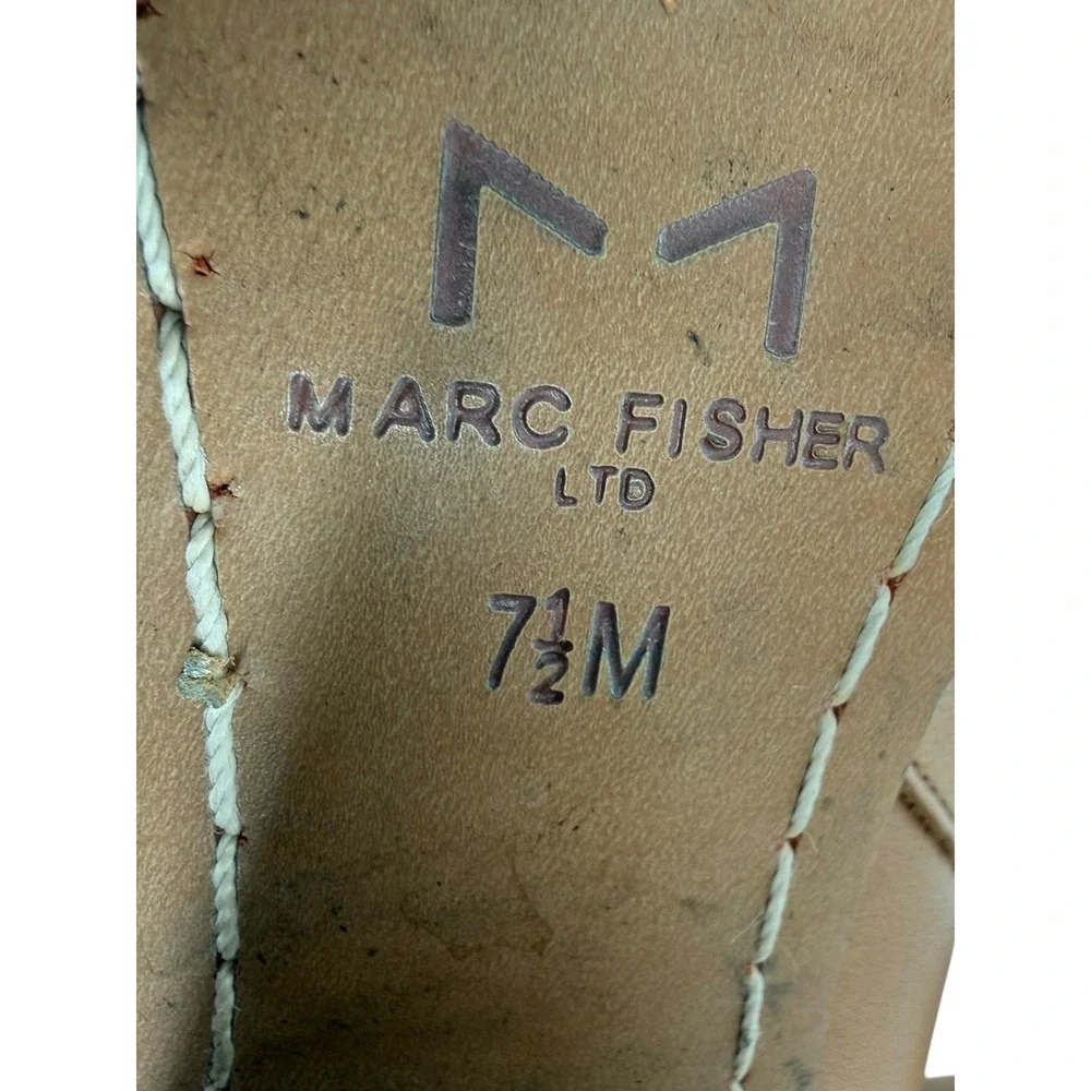 Marc Fisher Womens Alva Pointed Toe Leather Block Heel Ankle Boots Tan Size 7.5M